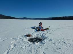 Water sampling on Quesnel Lake--Feb 2019