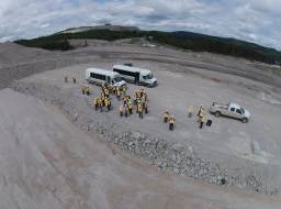 Likely community residents view the repaired section of the tailings storage facility--Jun 2015